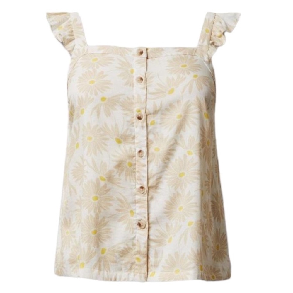 Torrid Duofold Ruffle Button Front Daisy Tank Top Size 1